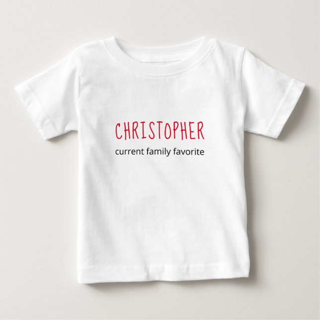 Camiseta Vermelho Favorito da família atual personalizada (Frente)