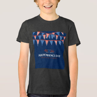 Camiseta Vermelho Festivo Branco Azul 4 de julho Bunting