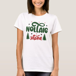 Camiseta Vermelho Festivo e Nollaig Verde Shona
