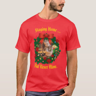 Camiseta Vermelho - Ficando em casa - mas nunca sozinho - F