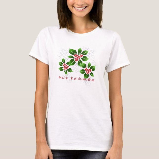 Camiseta Vermelho havaiano do Natal de Mele Kalikimaka do (Frente)