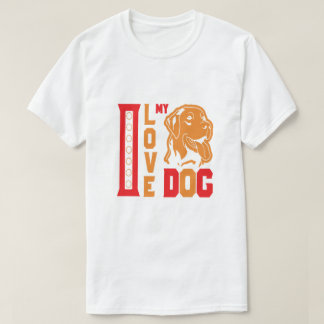 Camiseta Vermelho & Laranja EU AMO MEU CÃO Tipografia Negri