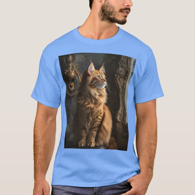 Camiseta Vermelho Maine Coon sonhador (Frente)