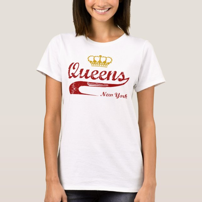 Camiseta Vermelho & ouro - Queens, Nova Iorque NYC (Frente)
