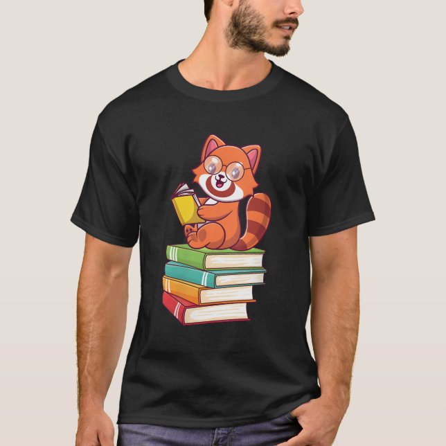 Camiseta Vermelho Panda Reader Red Pandas Book Bookworm (Frente)