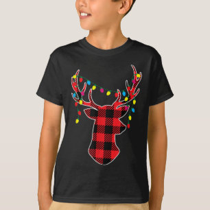 Camiseta Vermelho Preto Natal Buffalo Xadrez Cervo Mulheres