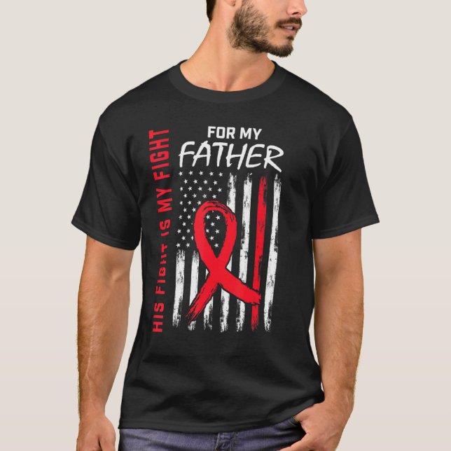 Camiseta Vermelho Seu Pai de Luta Doença Cardíaca Pai Sensi (Frente)