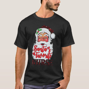 Camiseta Vermelho Xadrez Búfalo Favorita do Papai Noel Enfe