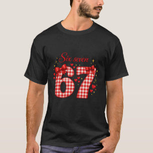 Camiseta Vermelho Xadrez Preppy 67 Números com Laços e Cora