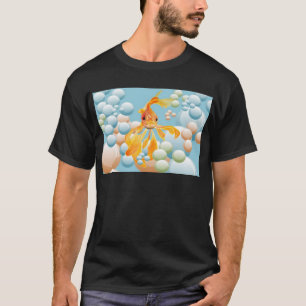 Camiseta Vermilhais De Peixe-Dourado Na Água De Bolha De Pa