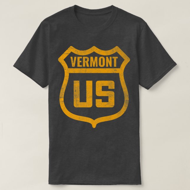 Camiseta Vermont - autoestrada norte-americana com um tronc (Frente do Design)