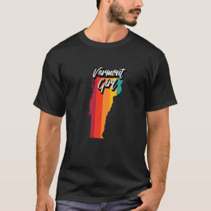 Camiseta Vermont Girl Home State Retro 70s Stripes Vermont