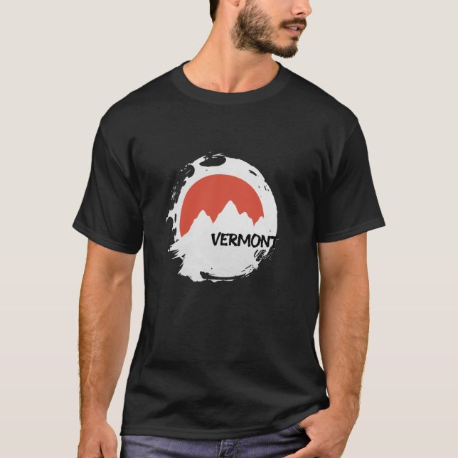 Camiseta Vermont Mounts USA Caminhando ao ar livre Retro Lo (Frente)