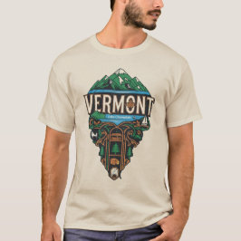 Camiseta Vermont State Heritage Green Mountain Lake Art