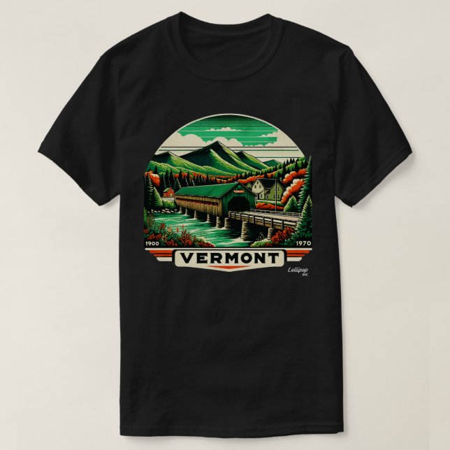 Camiseta Vermont Vistas Green Mountain Maple American Vint (Frente do Design)