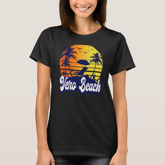 Camiseta Vero Beach Florida Sunset Beach Retro Premium (Frente)