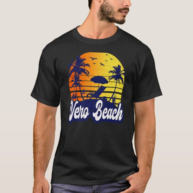 Camiseta Vero Beach Florida Sunset Beach Retro Premium (Frente)