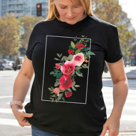 Camiseta Verões: aquarela Flores cor-de-rosa-vidraça