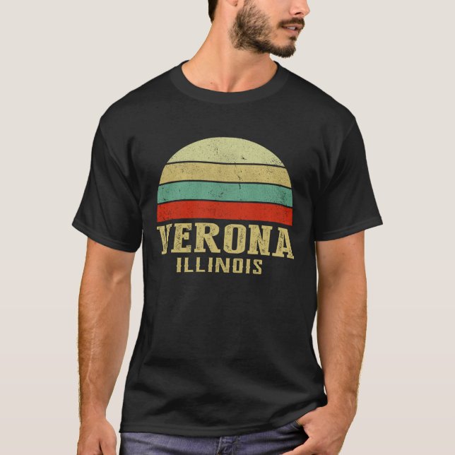 Camiseta VERONA ILLINOIS Vintage Retro Sunset (Frente)
