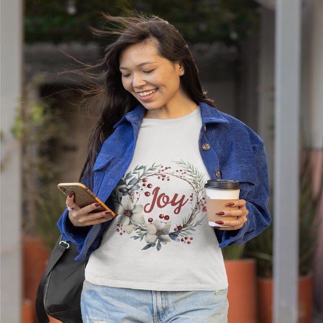 Camiseta Verrugas, flores vermelhas, bagas, Natal (Criador carregado)