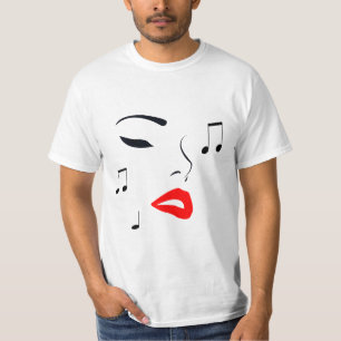 Camiseta Versão maior do posicionamento do rosto musical fe