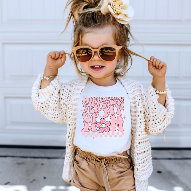 Camiseta Versão Miniatura Da Minha Mãe Flor Cor-De-Rosa (Criador carregado)