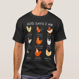 Camiseta Versículo Bíblico Galinhas Deus Diz Quem Eu Sou Fa