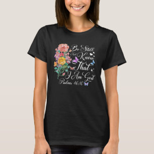 Camiseta Versículo da Bíblia Cristã Borboleta Flor Fé Deus 
