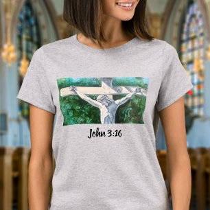 Camiseta Versículo da Bíblia Cruz Branca com Jesus Personal
