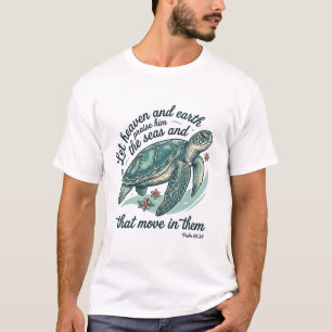 Camiseta Versículo da Bíblia da Tartaruga Marinha Desenho d