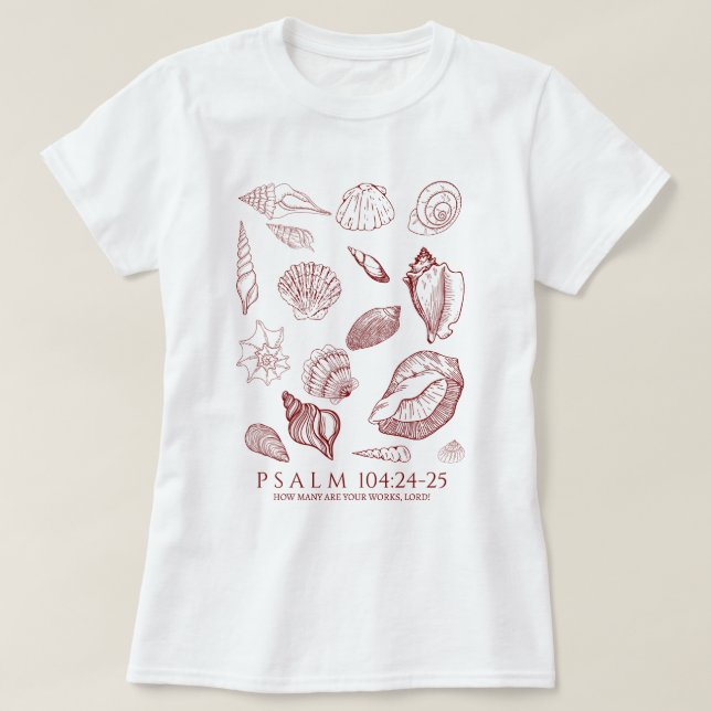 Camiseta Versículo da Bíblia de Concha Marinha (Frente do Design)