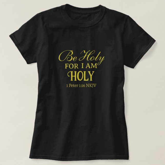 Camiseta Versículo da Sagrada Bíblia Preto e Dourado Simple (Frente do Design)