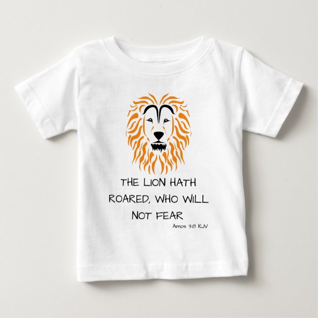 Camiseta Verso da Escritura de Bíblia do Amos 3:8 KJV (Frente)