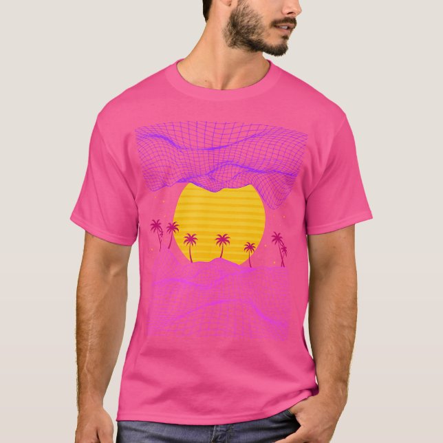 Camiseta Vertente 80S Palm Trees Sun EletroWave Synthwave V (Frente)