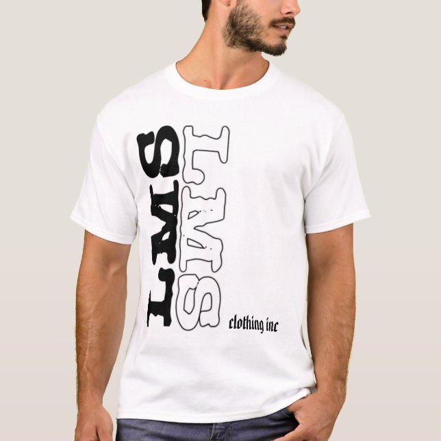 Camiseta vertical preto e branco dos lms, roupa inc (Frente)