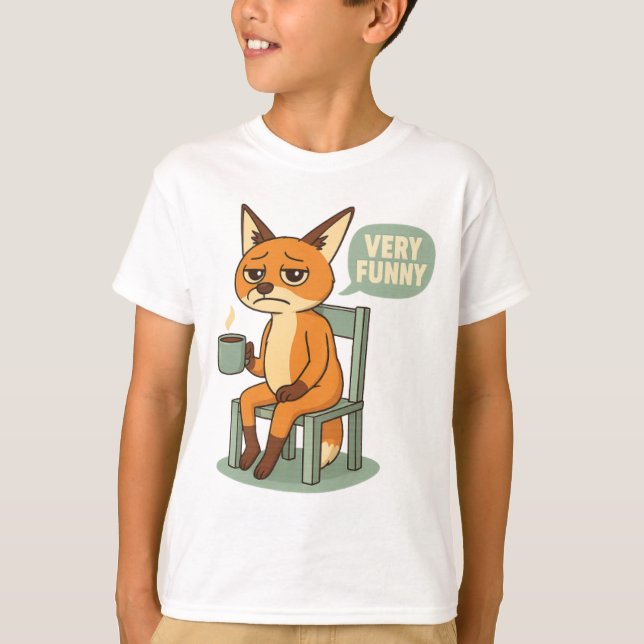 Camiseta Very Funny | Grumpy Fox with Coffee Sarcastic (Frente)