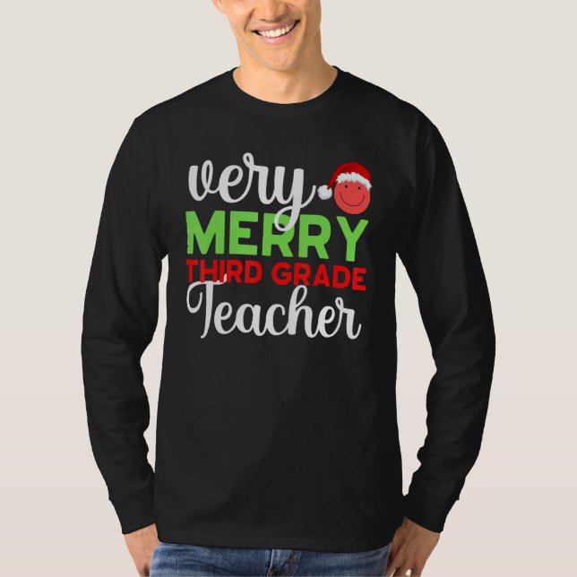 Camiseta Very Merry 3rd Grade Teacher Third Christmas Schoo (Frente)