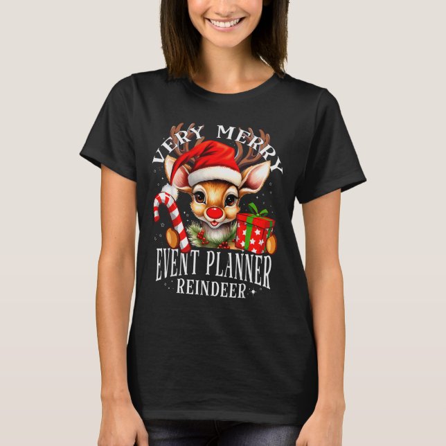 Camiseta Very Merry Event Planner Reindeer Matching Christm (Frente)