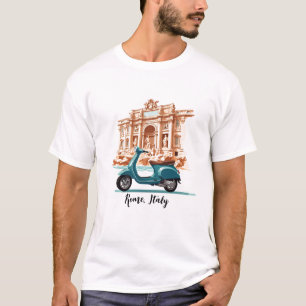 Camiseta Vespa em frente à fonte Trevi em Roma