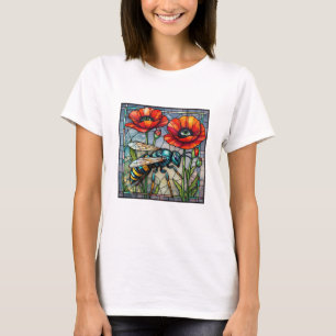 Camiseta Vespa marimbondo abelha vitral papoula flor inseto