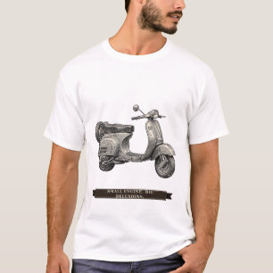 Camiseta Vespa Scooter Engraçada "Motor Pequeno Grandes Ilu