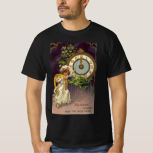Camiseta Véspera de ano novo Vitoriana Vintage, Relógio 