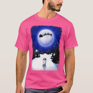 Camiseta Véspera De Natal De Snowman Em Mo Silencioso Neve