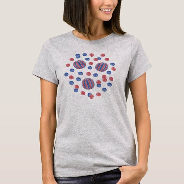 Camiseta Vestido azul vermelho do tanque das bolas (Frente)