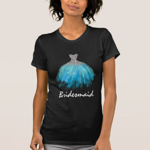 Camiseta *~* Vestido Brilhante de Turquesa Glitter