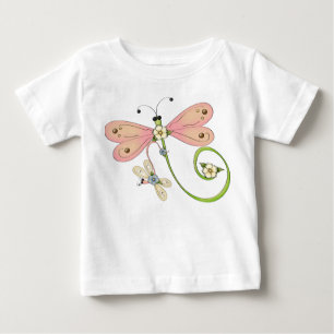Camiseta Vestido cor-de-rosa do inseto do verde azul das