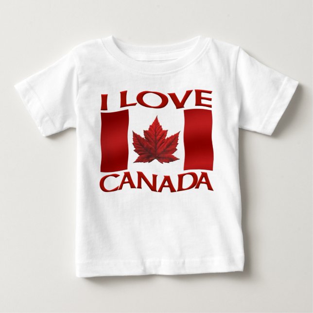 Camiseta Vestido de Bebê Eu Amo Canadá Roupas de Bebê Canad (Frente)