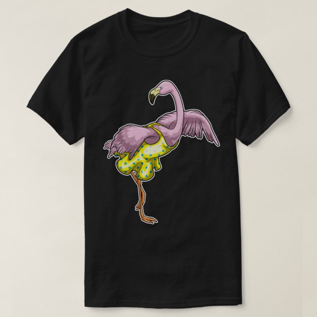 Camiseta Vestido de Bolinhas Flamingo (Frente do Design)