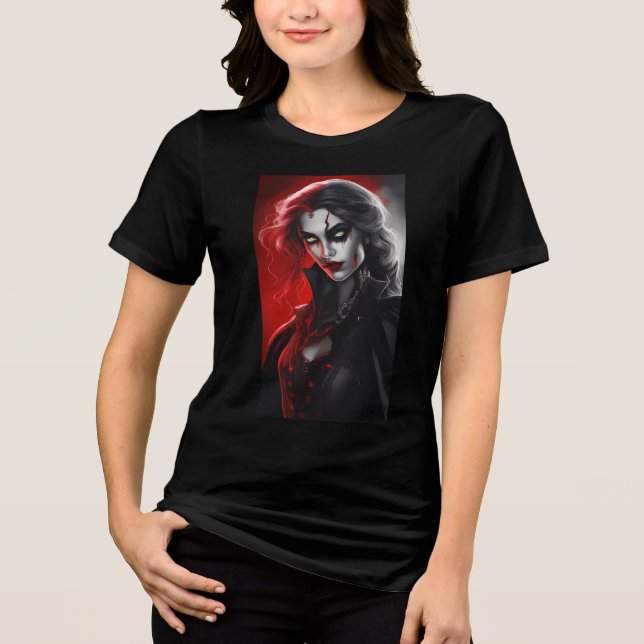 Camiseta Vestido de Halloween Meninas de arte gótica (Frente)