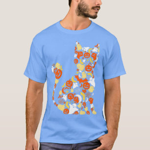 Camiseta Vestido de Halloween Uma abóbora engraçada de gato